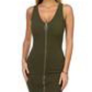 O-ring Front Zipper Up Mini Dress